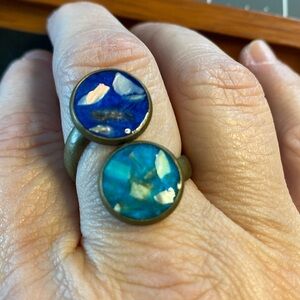 Handcrafted mother of pearl bronze ring